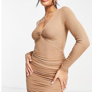 ASOS Tan Twist Front Mini Dress